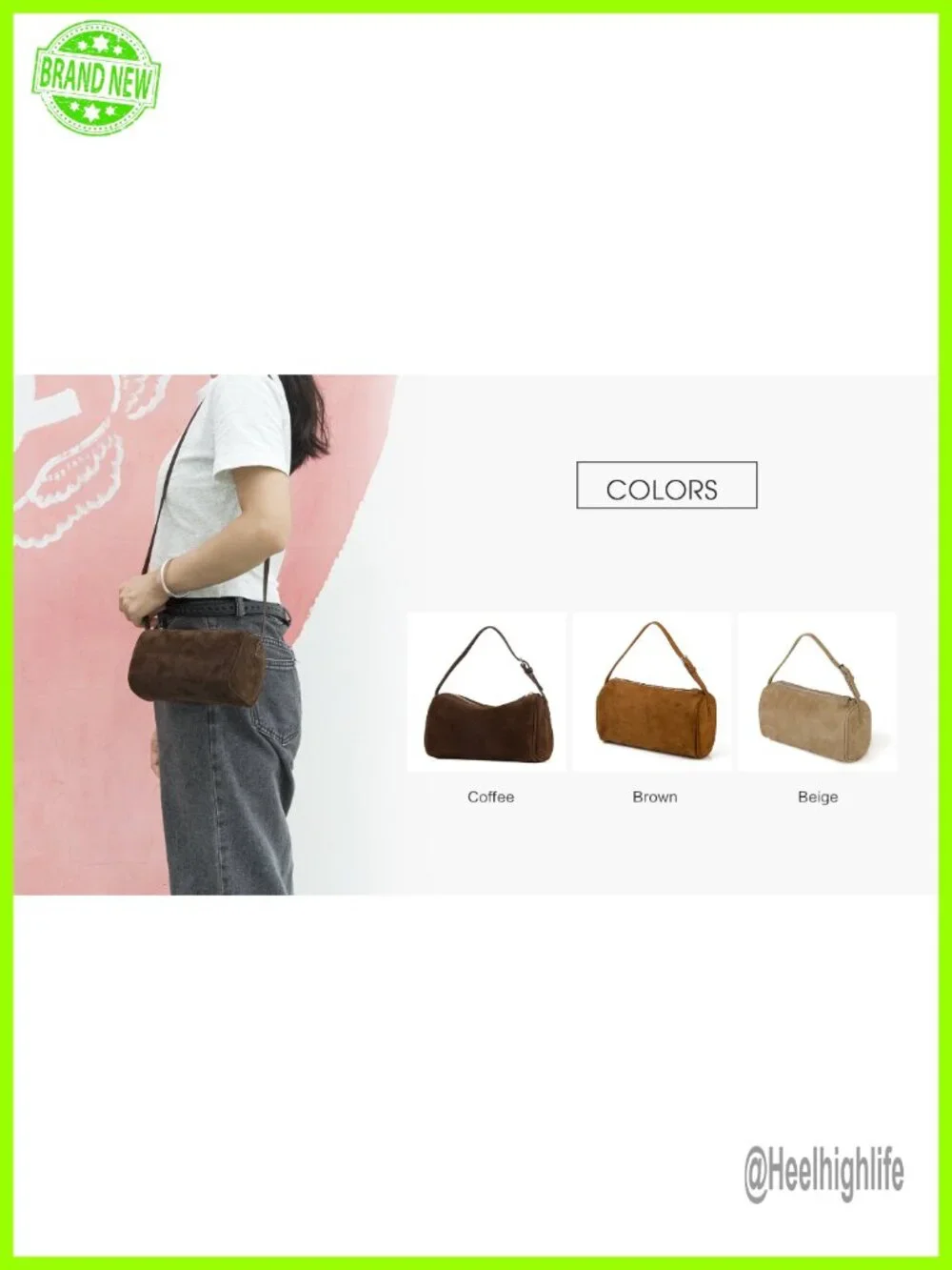 Premium Suede Leather Crossbody Hobo Bag with Adjustable Strap